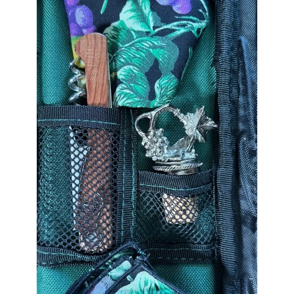 Picnic Time OPUS Deluxe Insulated Wine Tote Service for TWO 514-49 NEW Green